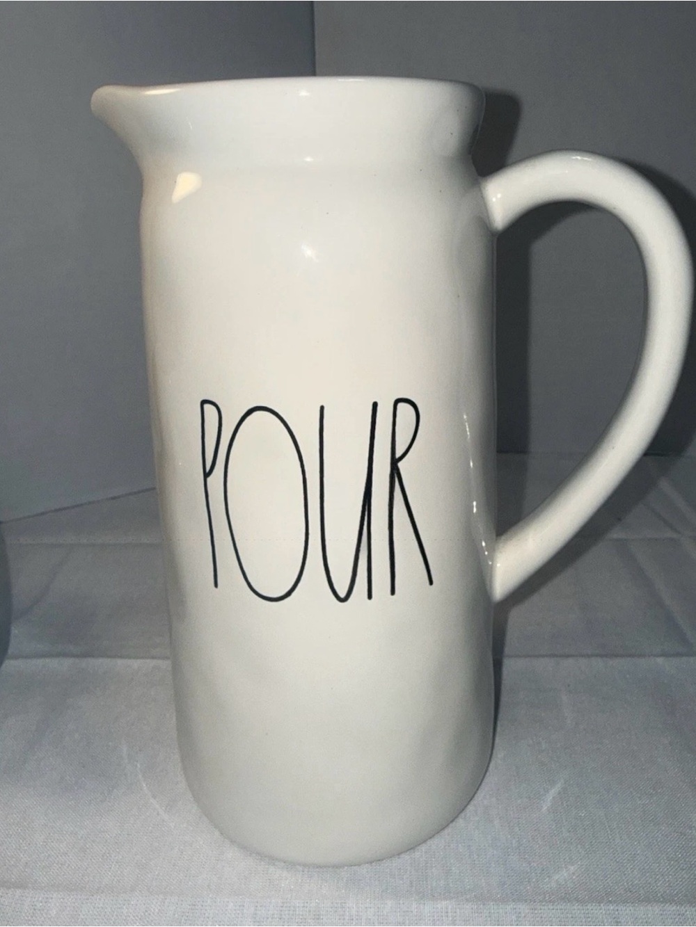 Rae Dunn White Ceramic 'POUR' Pitcher - Stylish Home Art Accent